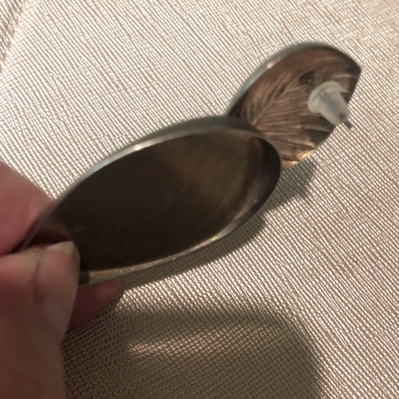 TEARDROP FLUTED ‘SILVERY/ROSEGOLD’ EARRINGS - Picture 6 of 6